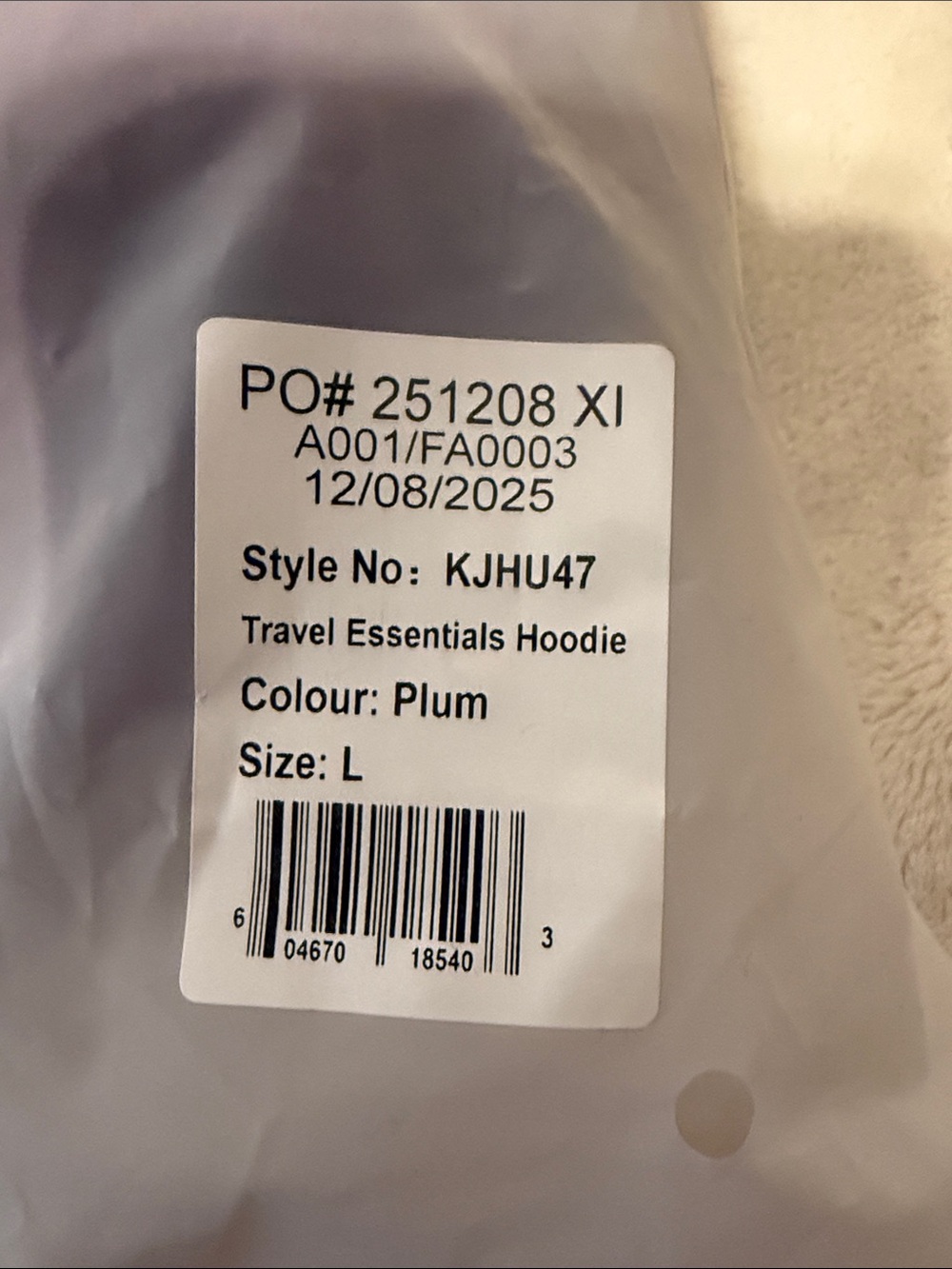 Comfrt Travel Essential Hoodie - Plum L NWT - Picture 7 of 8